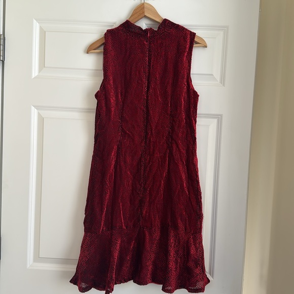 Karl Lagerfeld Red Crushed Velvet Dress - Picture 7 of 8